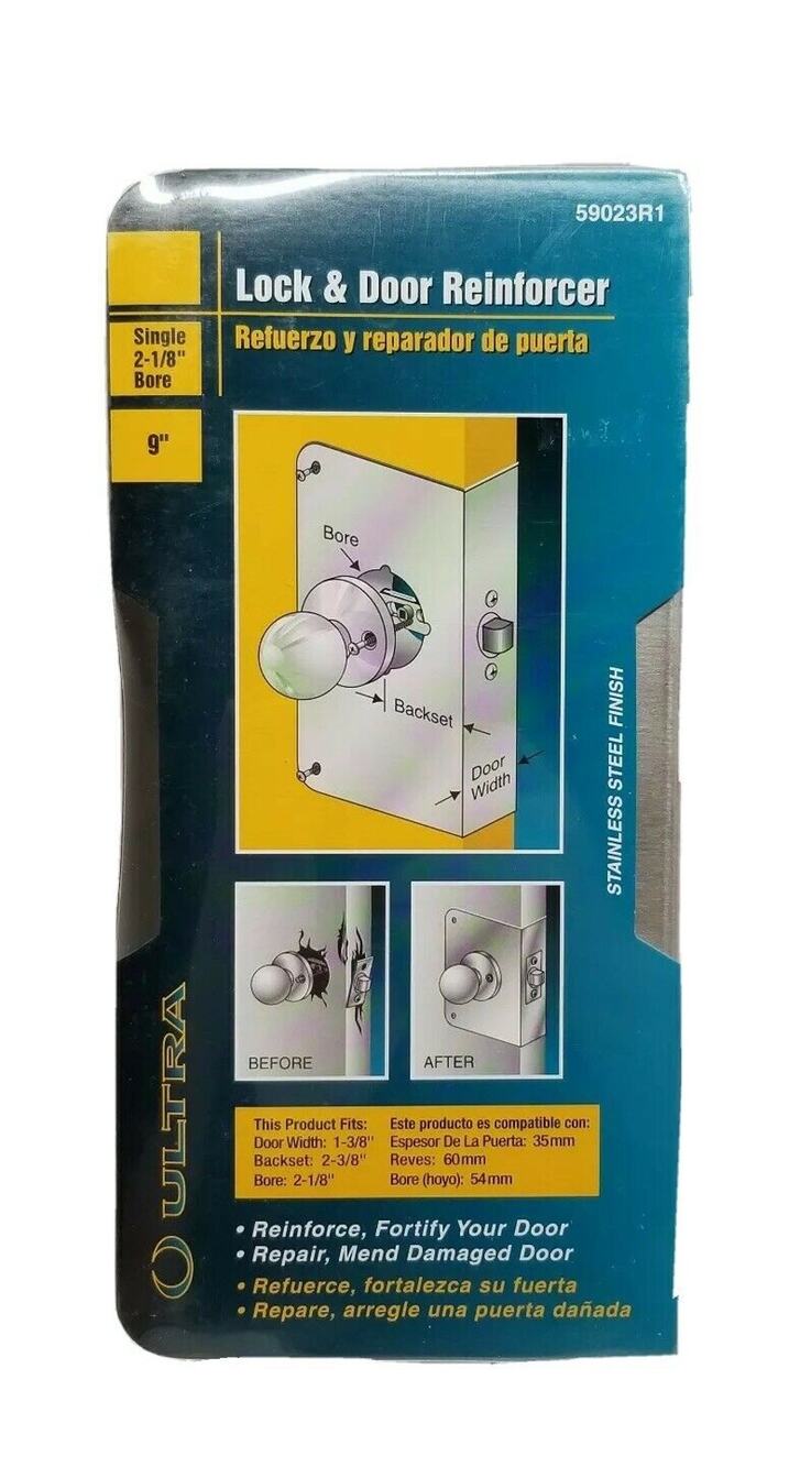 Ultra Hardware 59023R1 9' Stainless Steel Finish Door Protector Lock Reinforcer